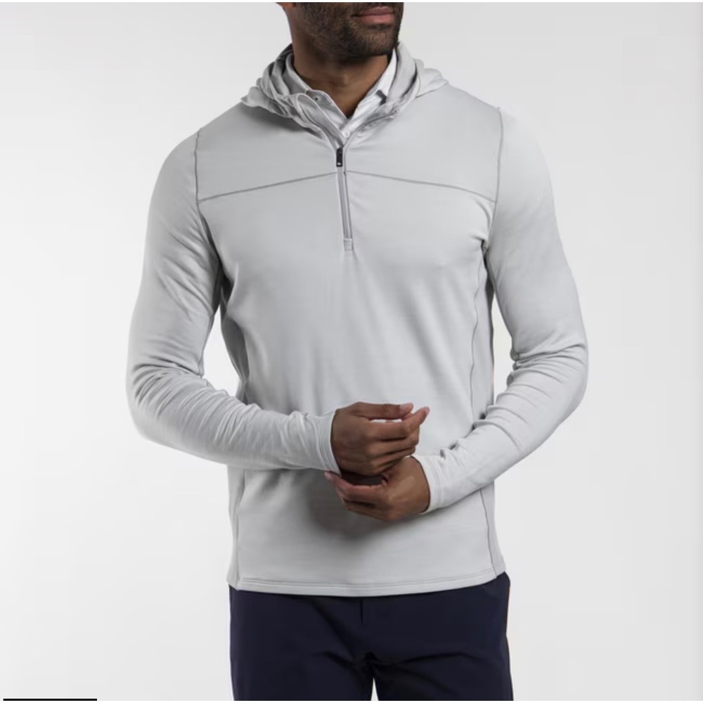 Men's Lightweight Gray Quarter-Zip Hoodie Shirt